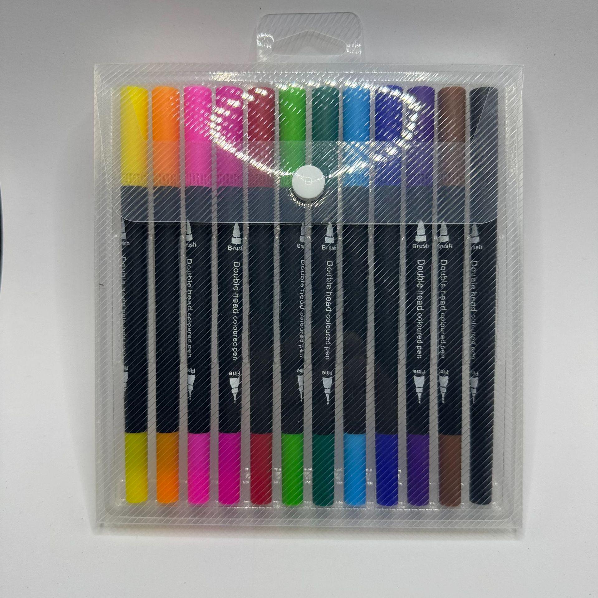 24-Color Washable Watercolor Markers for Kids - Large Capacity Graffiti Set with Brush Tips