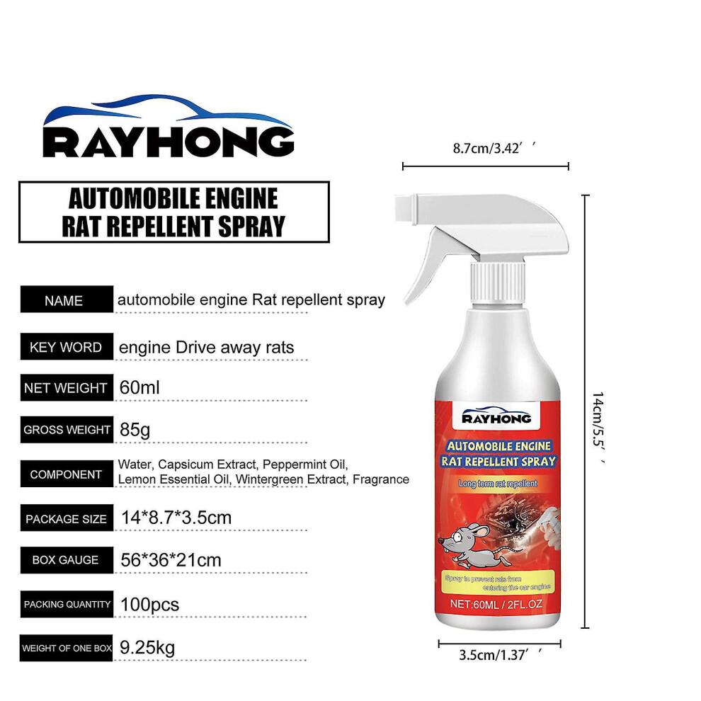 Automobile Engine Rat Mouse Repellent Spray Natural Vehicle Protection 60ml