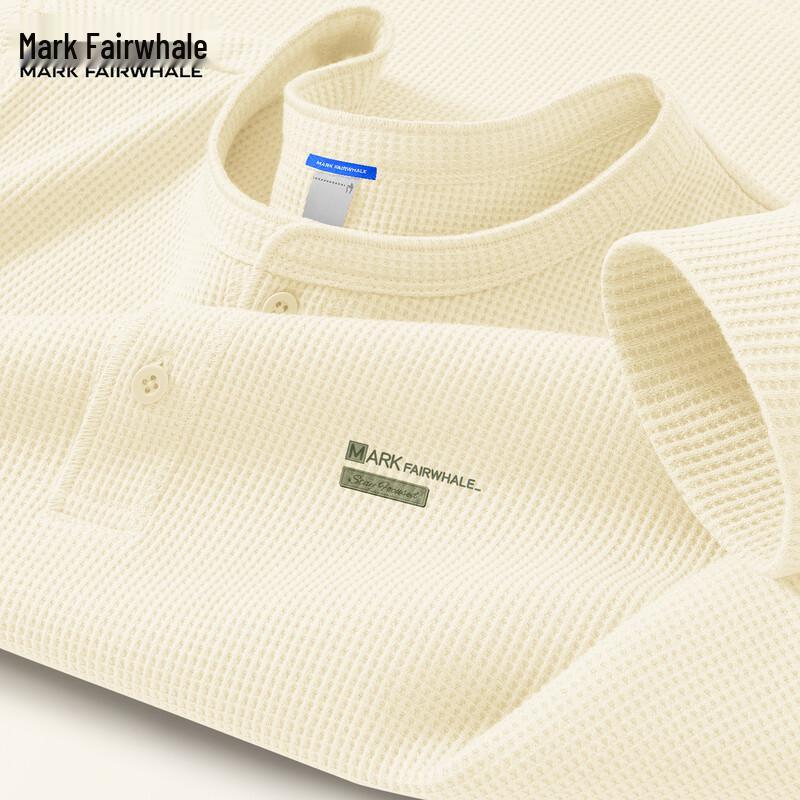 Mark Fairwhale Men s Loose Fit Henry Collar Waffle Knit Long Sleeve T-Shirt 3XL