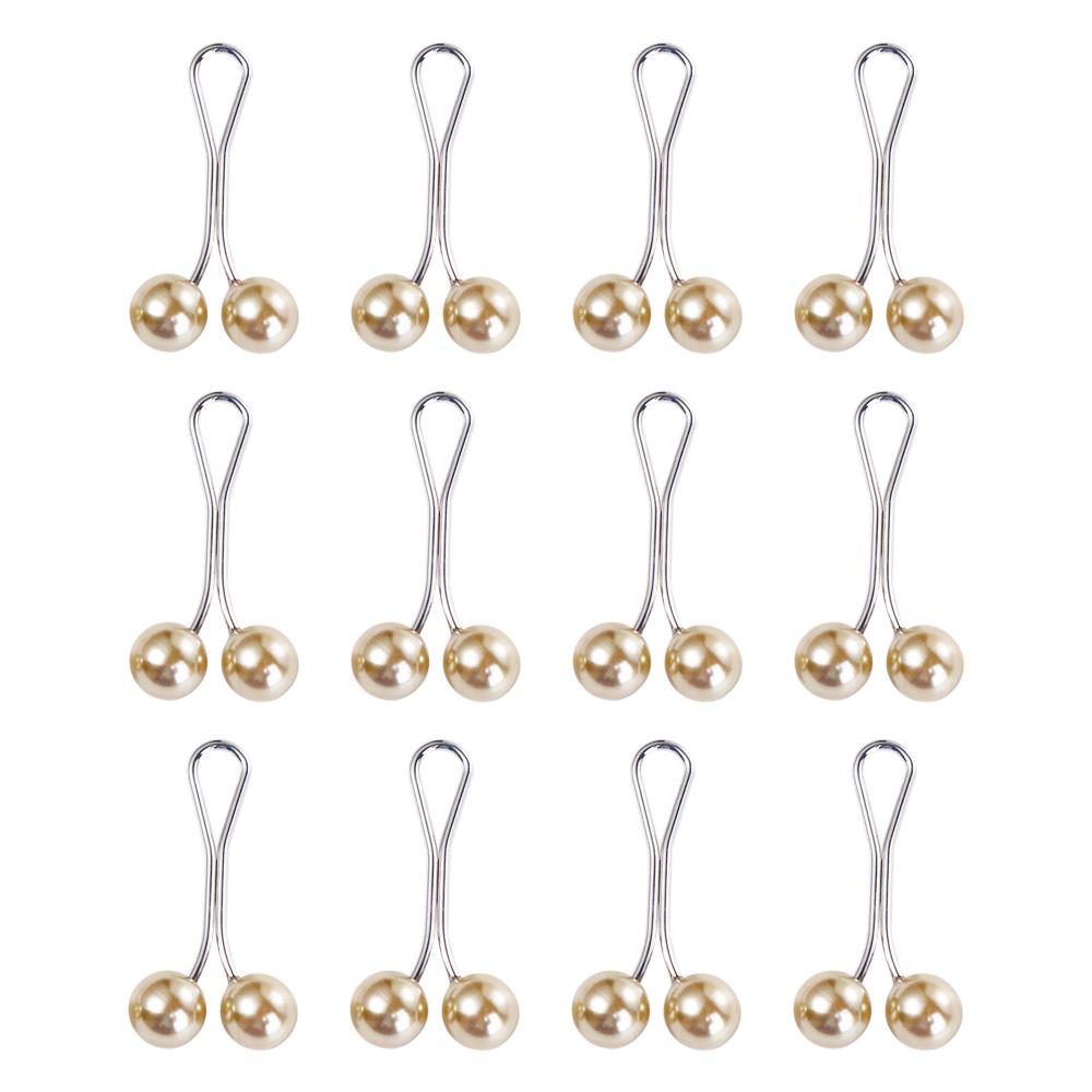 12pcs/set Headscarf Pearl Pins Clips U Shape Hijab Scarf Lady Muslim Scarf Shawl Clips Scarf Brooches Pin Jewelry Accessories