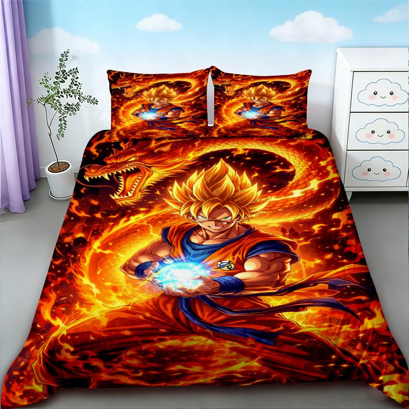 Duvet Cover Anime Pattern Dragon Ball Bedding Set Child Baby Duvet Cover Sets Bedclothes Twin Single King Kids Adult Gift Soft