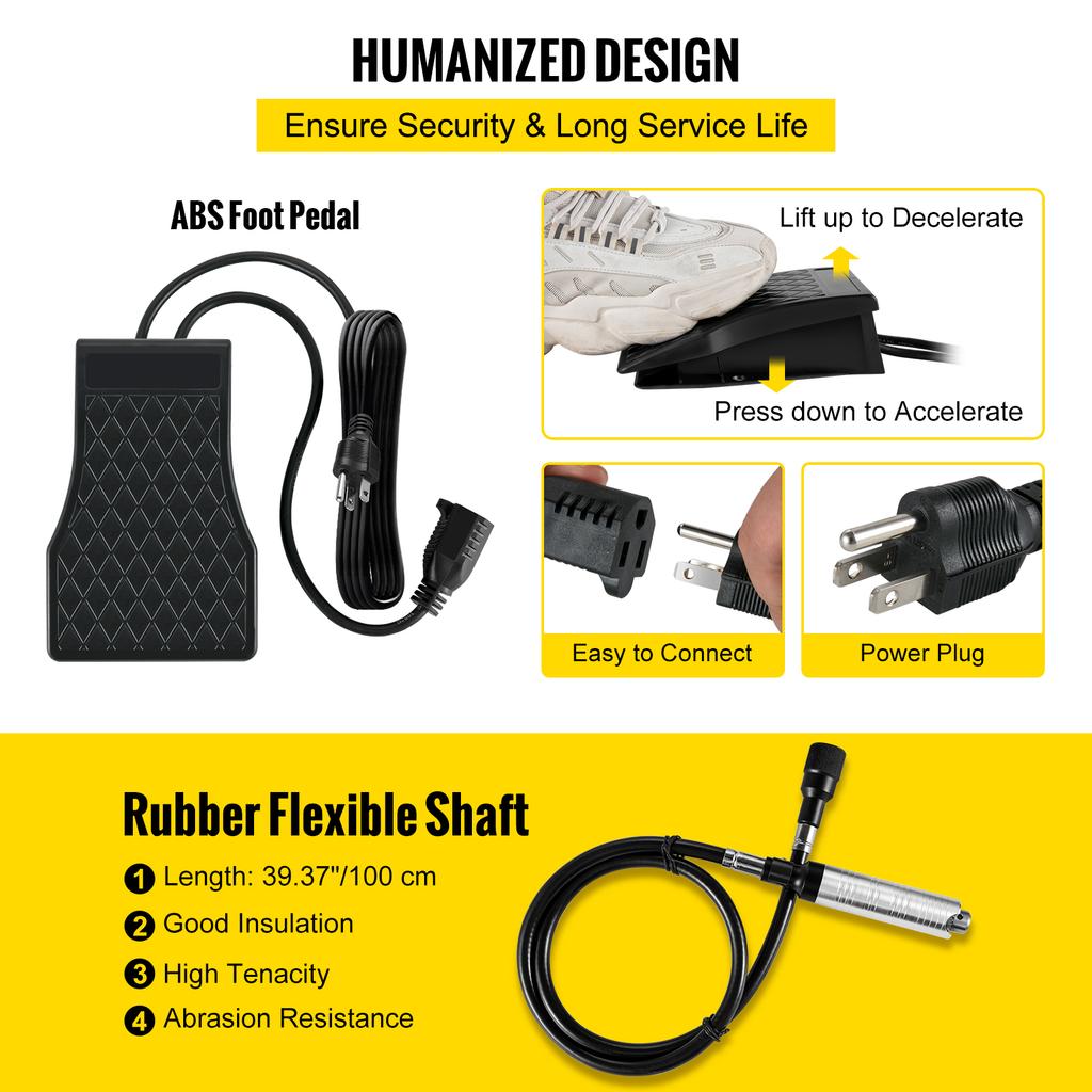 SucceBuy Hängande Flexskaftsmill 380/560/780W Elektriska Smyckesslipningspoleringsverktyg Steglös Hastighet Sten Träslipningspenna Kit