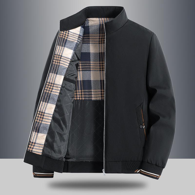 

Большая мужская куртка Легкая деловая куртка со стойкой воротником Однотонная мужская куртка Повседневная Универсальная L чёрный