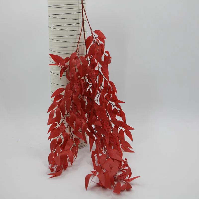 5Pc Artificial Willow Leaf Plant Rattan Wall Hanging Decoration Wedding Ceiling Background Fake Plants Vine Home Christmas Decor