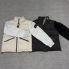Mens Stand Collar Cotton Puffer Jacket With Knit Sleeve Panel Streetwear Style Zipper Front Loose Fit