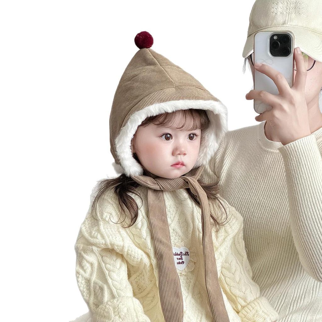 Entegre Peluş Boyunluk ve Kulak Korumalı Unisex Çocuk Kışlık Peluş Şapka
