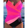 Costume da bagno intero a righe sfumate con scollo a V e coulisse Controllo pancia Taglio alto