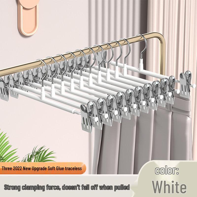 Non-Slip Traceless Pants Rack with Skirt Clips - Stainless Steel & Plastic-Coated for Household Storage