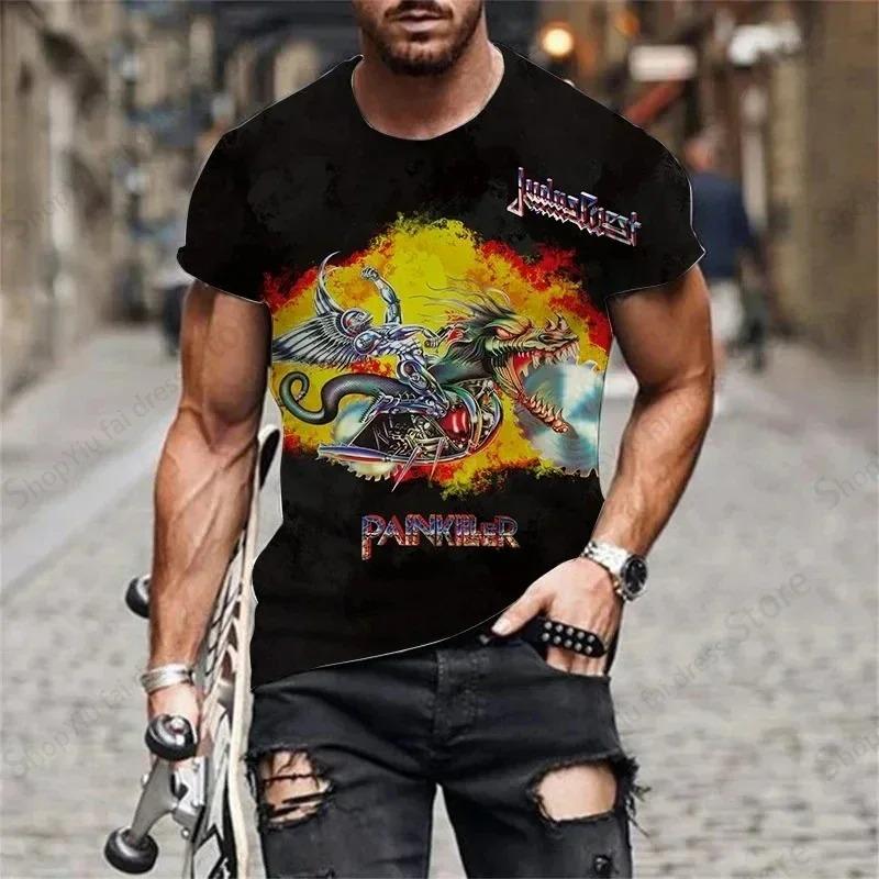 Rock Band Men's T-shirt 3d Judas Priest Print Tshirt Men Women Fashion Short Sleeve T-shirt Hip Hop Tops Tees Heavy Metal Tshirt