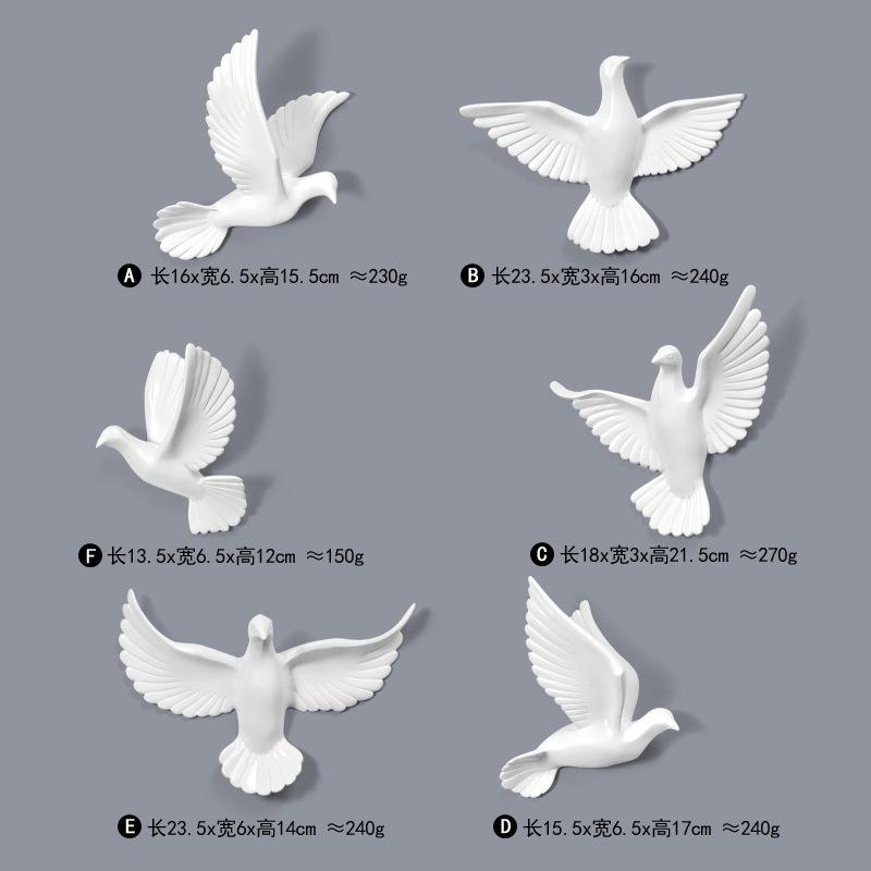 6pcs/set Resin Flying Birds Figurines Wall Hanging Simulation Pigeon Sculptures Sparrow Ornaments Handicraft Home Decoration