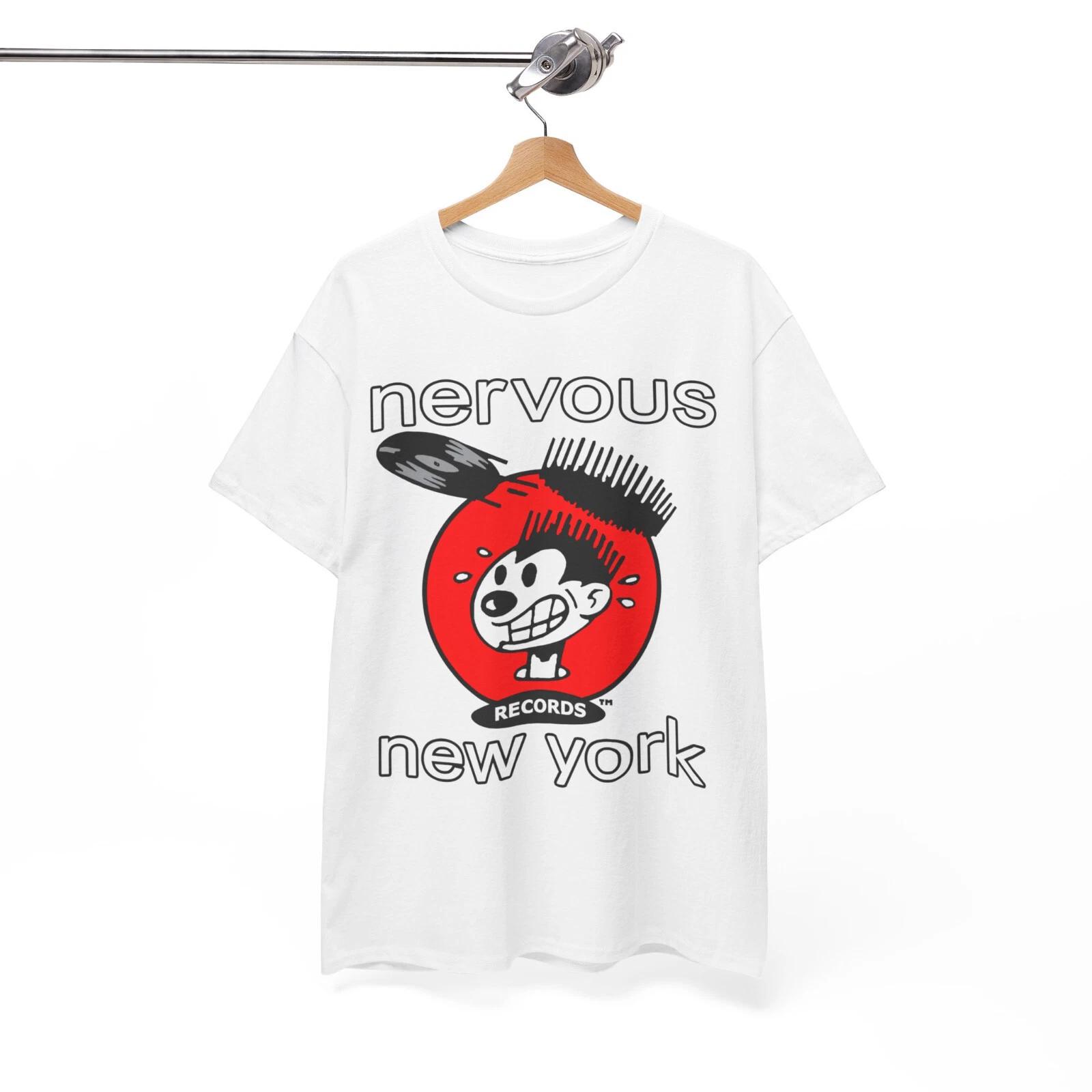 Men s and Women s T-shirts Nervous Records York white L