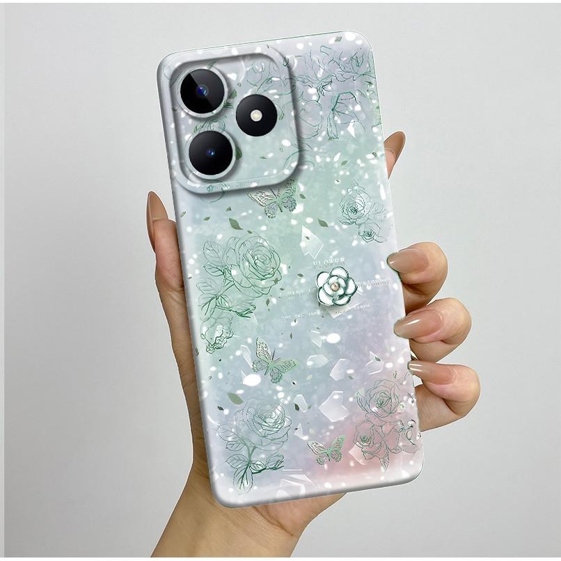 For Realme C51 C53 Case RMX3830 RMX3760 Shell Pretty Flower Full Back Cover for RealmeC51 C53 C61 C63 C 51 S Soft Silicone Funda