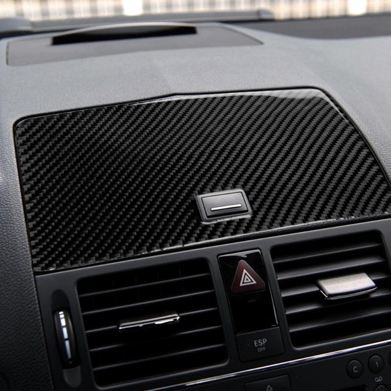 For Benz W204 2007-2013 C-Class Central Control CD Car Radio Button Panel Decorative Cover Trim Sticker Accessories Carbon Fiber
