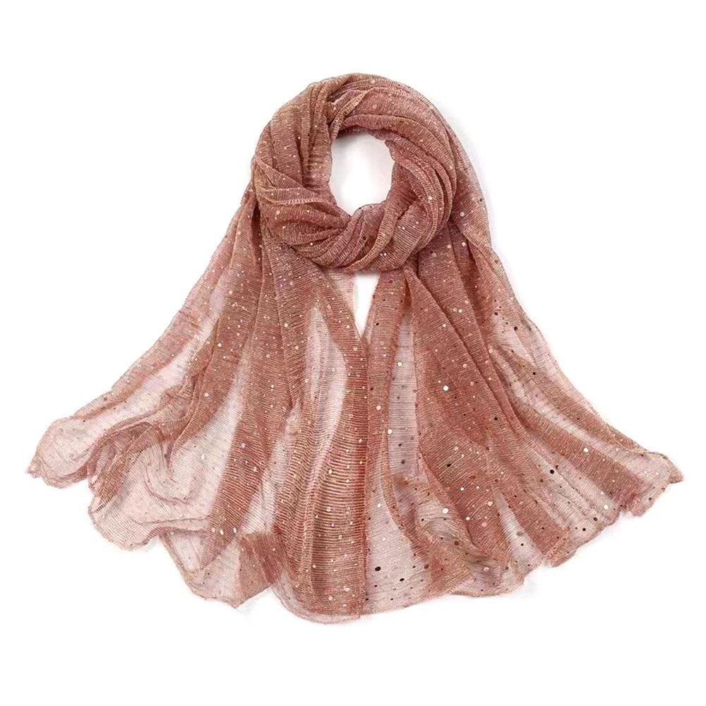 

Thin Transparent Sequin Scarf 155×70cm Headscarf Elegant Woman Turban for Women зелений