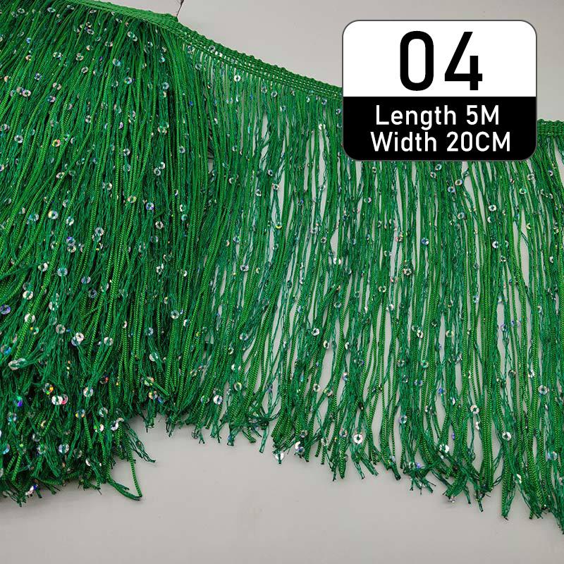 5 Meter Polyester Sequins Tassel Fringe 20cm Lace Trim Ribbon Sew Latin Dress Stage Garment Curtain Diy Accessorie