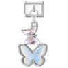 Zircon Colorful Crystal Butterfly Heart Flower Pendant Italian Charm Link Fit 9mm Bracelet Stainless Steel Women DIY Making Gift