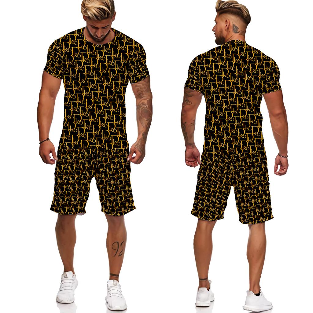 Nowe modne męskie zestawy letnie nadrukowane litery koszulki/garnitury Streetwear z krótkim rękawem stroje unisex Casual męska koszulka dres zestaw