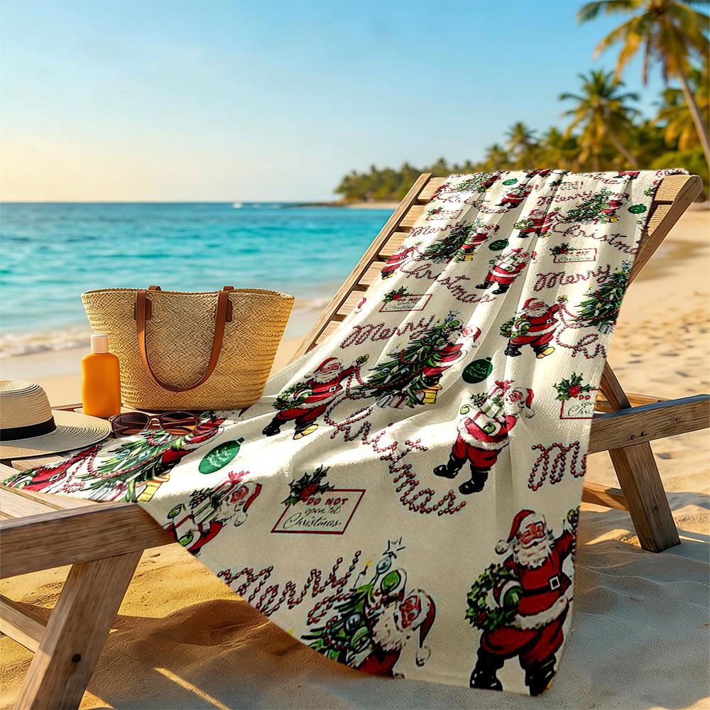 Christmas Beach Towel Quick-Dry Soft Microfiber Comfortable Lightweight