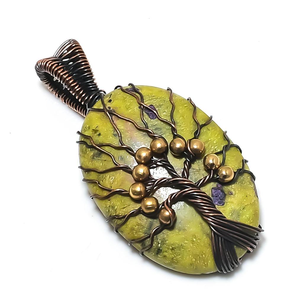 Atlantisite Handmade Latest Design Jewelry Pendant,  999 Copper Wire Wrapped Gemstone Pendant, Gift For Mother