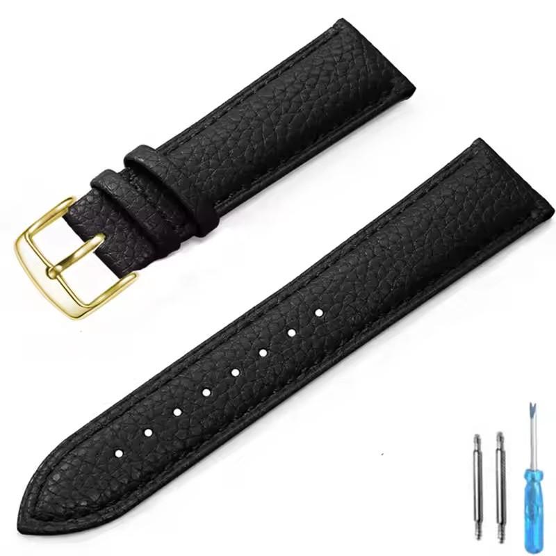 Litchi Pattern Soft Leather Watch Band Bracelet 12mm 14mm 16mm 18mm 20mm 22mm Replacement Wrist Straps Watchbands