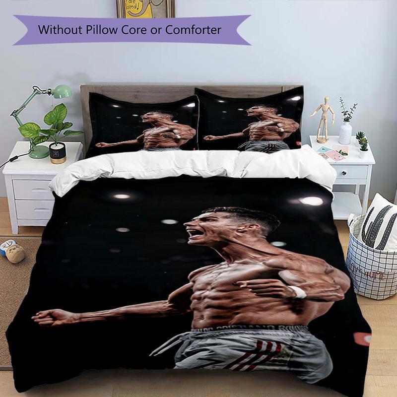 Ronaldo's Muscular Celebration Bedding Set, Breathable Duvet Cover with Pillowcases, Soft Bed Linen for Bedroom Home Decoration, Perfect Festival Birt