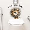Adesivi Divertenti Cartone Animato Leone Piccolo con Capelli Disordinati per WC, Decorazione Carina Autoadesiva per Decorazione Serbatoio WC del Bagno