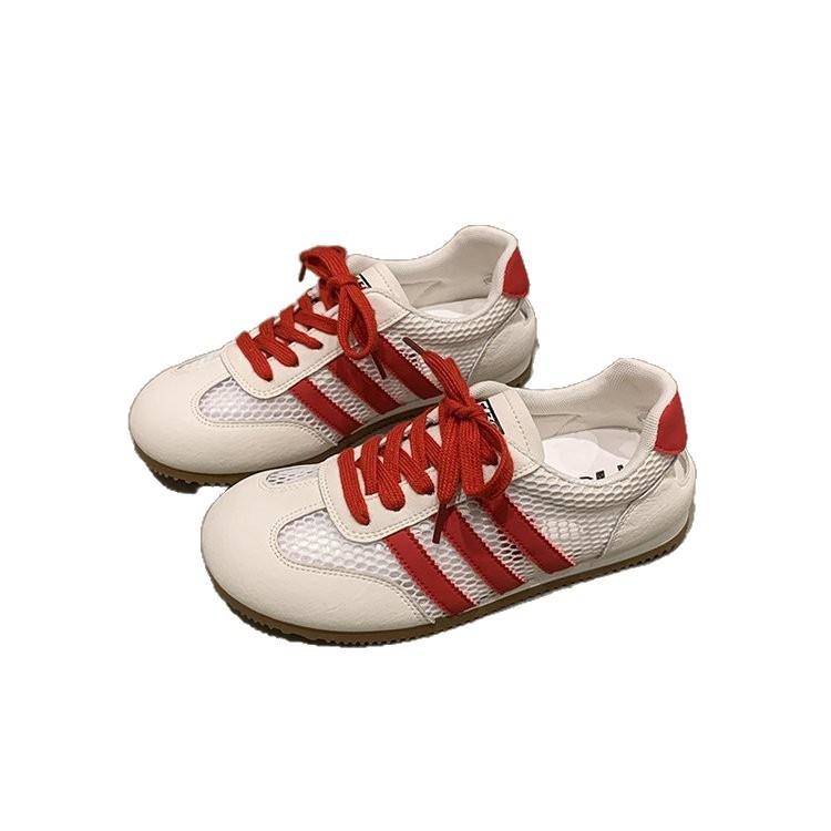 Mode veelzijdige kleurcombinatie kleine witte schoenen lente nieuw gestreept veterschoenen ondiepe mond sport vrijetijd morele training schoenen dames