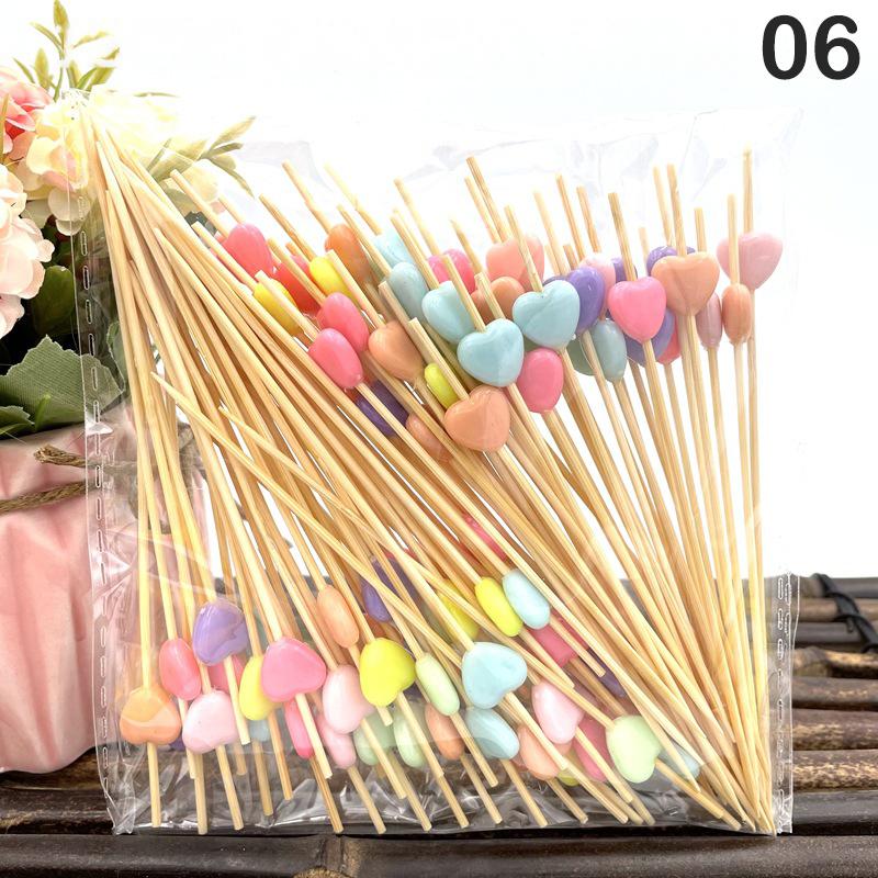 Disposable Bamboo Skewers Food Picks Buffet Cupcake Fruit Fork Party Cake Dessert Salad Vegetable Sticks Toothpick Skewer