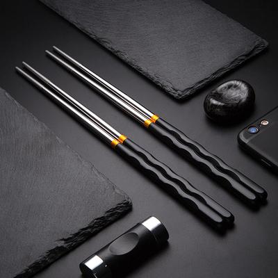 1 Pair Household Non-Slip Stainless Steel Chopsticks Non-Deformation Chopsticks