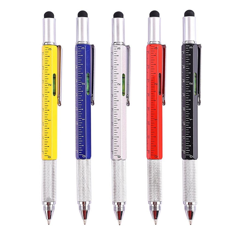 1PC Multifunctional Tool Pen Six-in-One Level Scale Touch Screen Pen Creative Double Head Screwdriver Ballpoint Pen