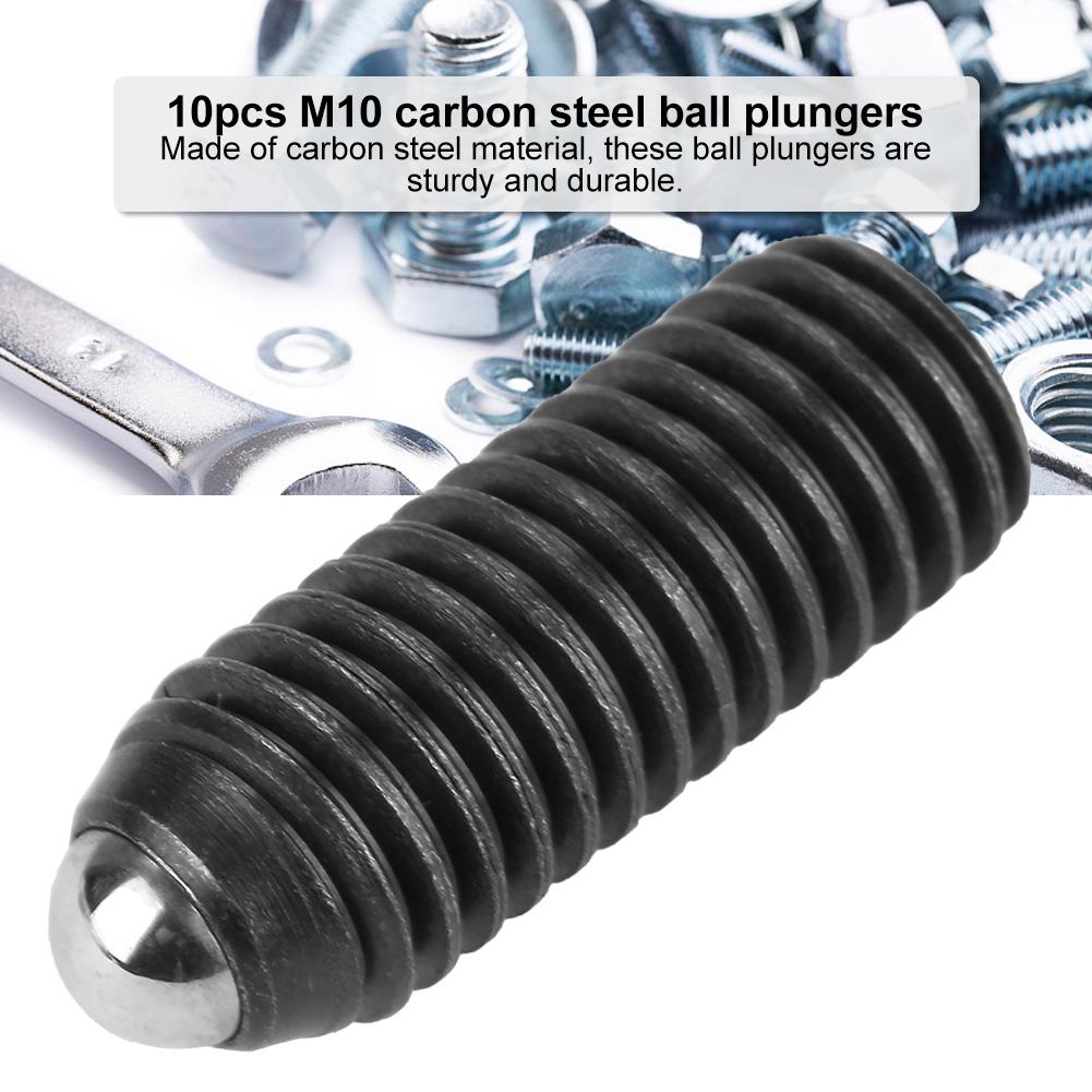 10pcs M10 Screw Thread Hex Socket Carbon Steel Ball Spring Plungers Set (M10*30)