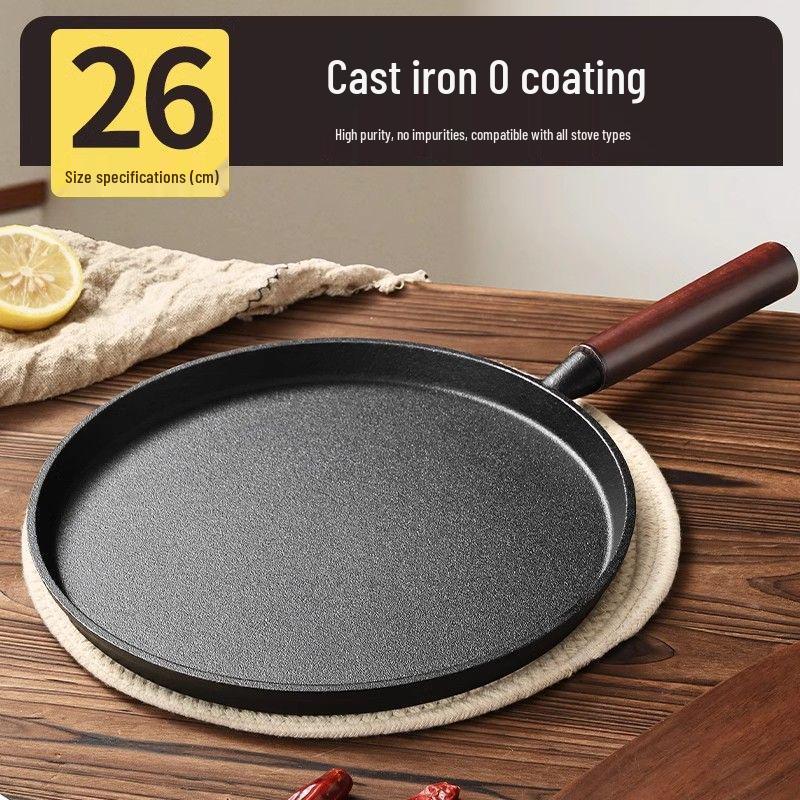 Aozizi Non-Stick Cast Iron Pancake Pan - Thickened Flat-Bottom Household Frying Plate