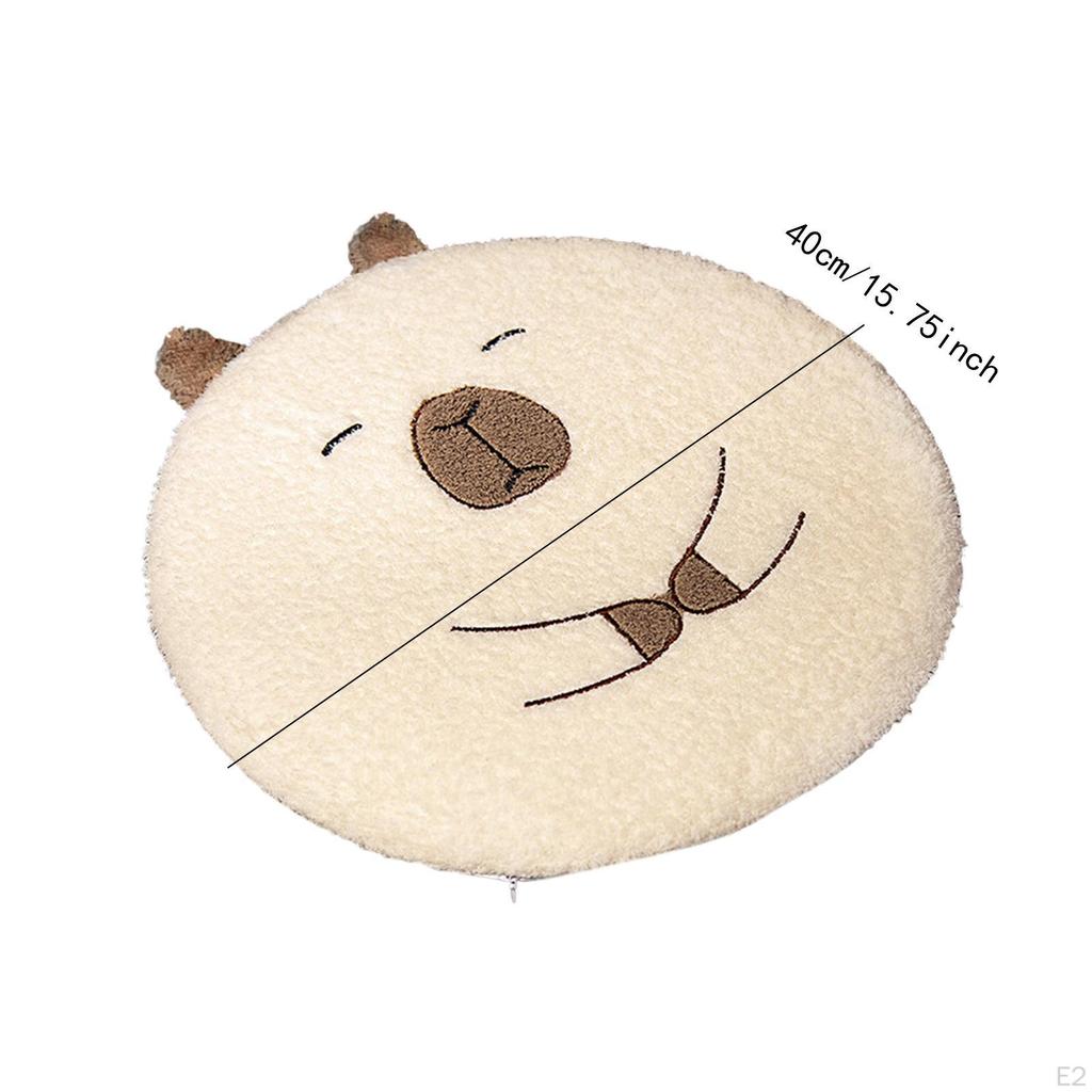 Coussin de siège 15,75 pouces Design Capybara Dessin animé Facile à nettoyer Décoratif Amovible Rond Polyvalent