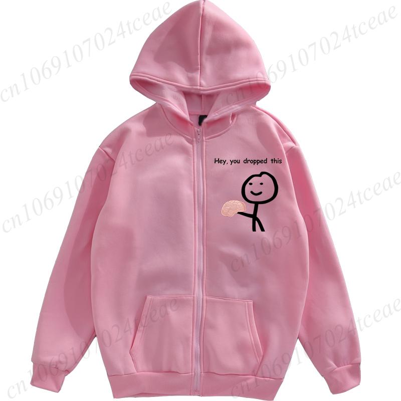 Harajuku Zip Up Hoodies Girl Hooded Sweatshirts Funny Please Use This Your Brain Sarcasm Women Pullovers Pocket Tops Streetwear