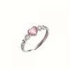 A Pink Heart Synthetic Zirconia Open Ring | Elegant and Lightly Luxurious, Cute and Hypoallergenic, High Quality, Women'S Party Jewelry
