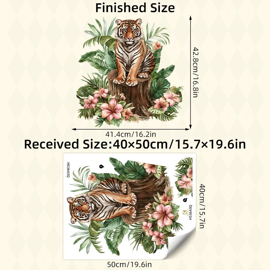 

Painted Realistic Tiger in Tropical Jungle Wall Stickers, Self-Adhesive Decor for Bedroom Living Room Home Decoration 40x50CM різнокольоровий