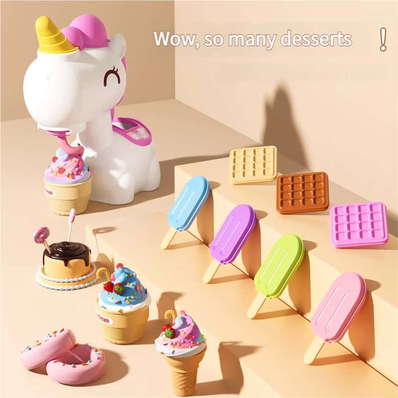 Spiel Einhorn Teig Set Eis Nudelmacher DIY Ton Werkzeuge Ungiftig Montessori Lernspielzeug Für Kinder Mädchen