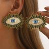 New Eye Alloy Diamond-Encrusted Oil Stud Earrings Fashionable Creative Retro And Light Luxury Earrings Women Jewelry Accessories