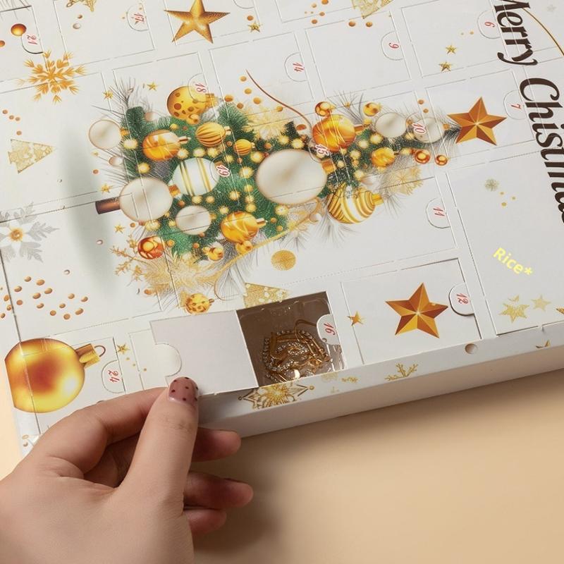 1 Set 24 Günlük Noel Geri Sayım Takvimi Sürpriz Kendin Yap Yaratıcı Takı Uçlu Yapım Kiti Noel Advent Takvimi Kız Bileklik