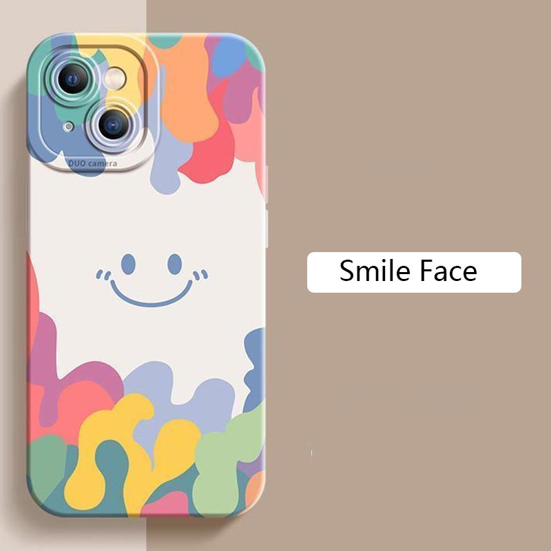 Luxury Ice Cream Smile Face Case For iPhone 17 16 15 14 13 12 11 Pro Max 16 Plus 17 Air 16E Shockproof Candy Soft Silicone Cover