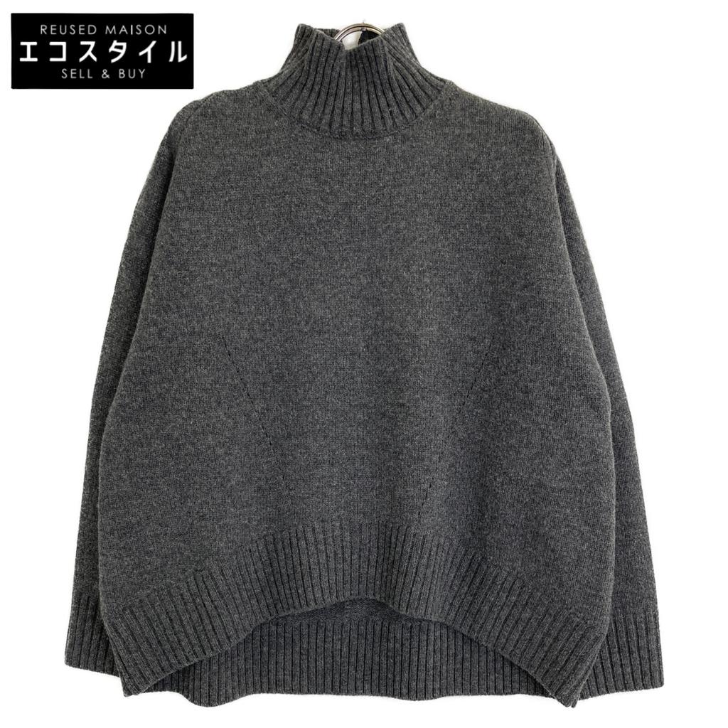 CINOH 22WKN006 Charcoal Merino Wool Oversized High Neck Knit Tops 38 charcoalUsed