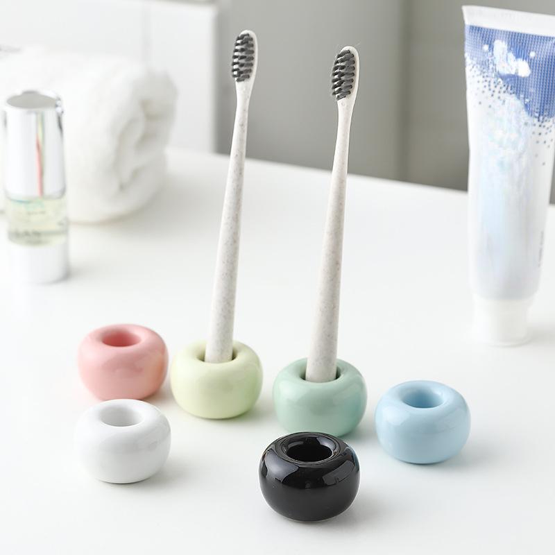 Kreative Badezimmer Keramik Zahnbürstenhalter Tragbare Mini Macaron Farben Pinsel Ständer Regal Grundrahmen Lagerregal Bad Werkzeug