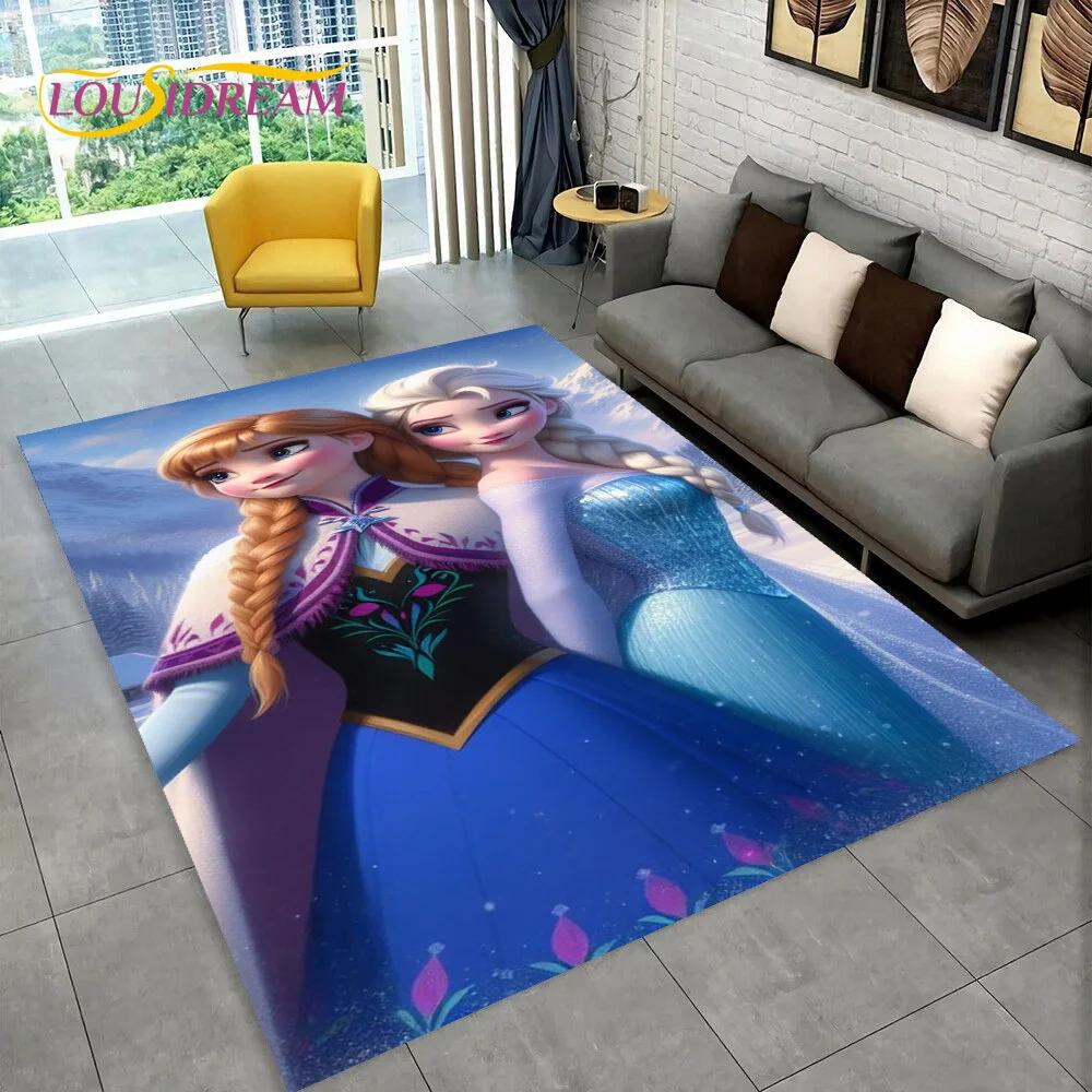 Frozen Elsa Princess Snow Queen Cartoon Carpet Rug for Home Living Room Bedroom Sofa Doormat Decor,Kid Non-slip Floor Mat