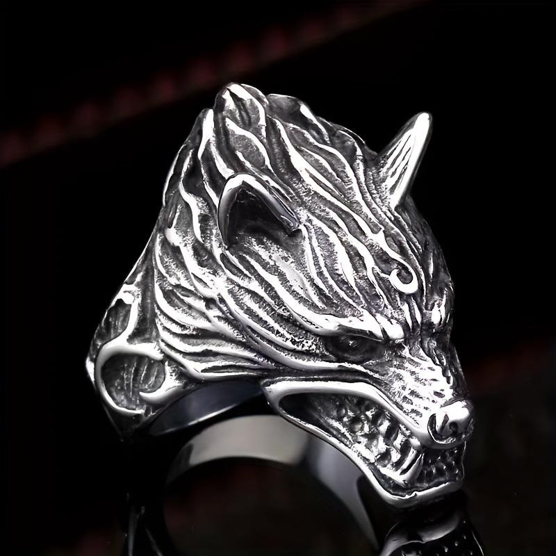 Exaggerated Three-dimensional Wolf Head Ring Hip-hop Youth Fox Ring Motorcycle Gang Ring