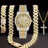 Hip Hop Watch + Bracelet + Necklace Set, Diamond Watch Set Hip Hop Watch Set WATCH