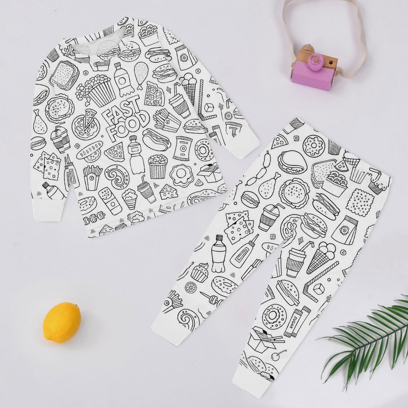 

Детский комплект домашней одежды Sketch Coloring Fun Раскрашенная вручную домашняя одежда Пижамный комплект 100