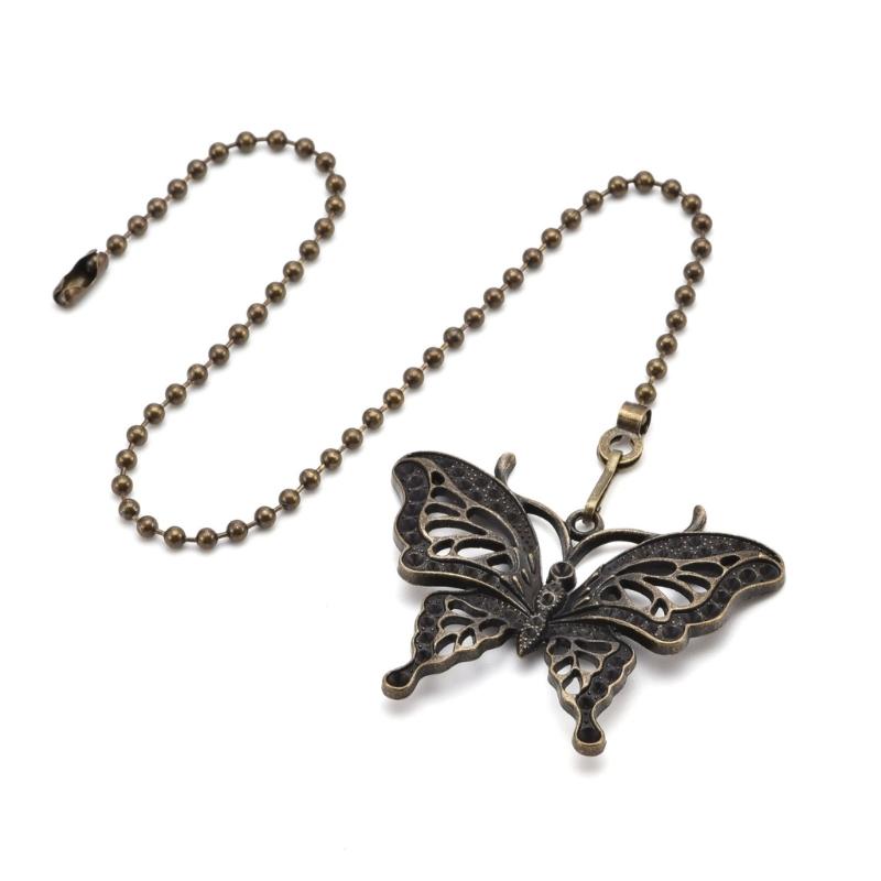 Decorative Ceiling Fan Pull Chains Set Of 2 With Dragonflies and Butterfly Ornaments Accessory for Lighting Fixtures