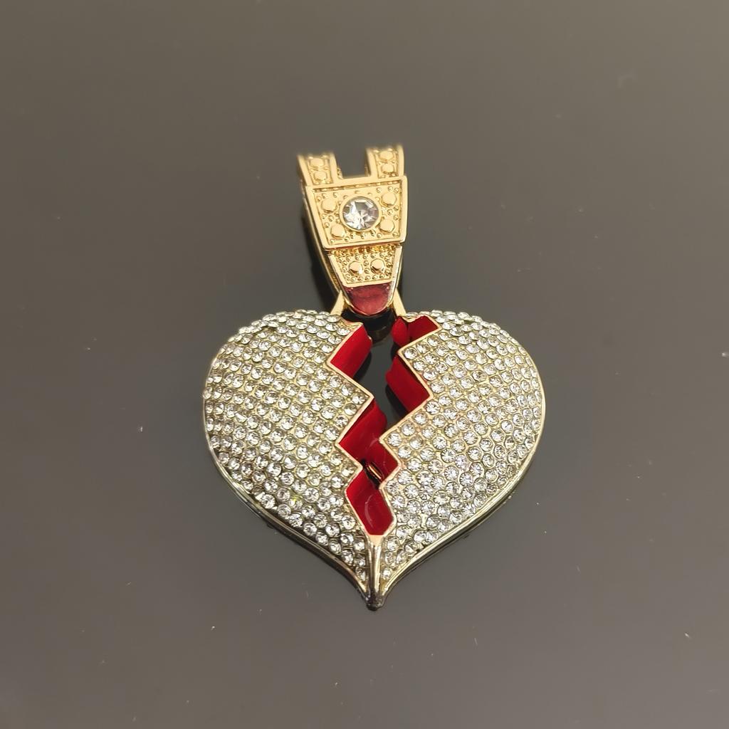 Hip Hop Persönlichkeit Liebe Anhänger Herren Diamant Halskette HIPHOP Schmuck Europäische und Amerikanische Cubanische Kette Bemalter Öl Herz Anhänger