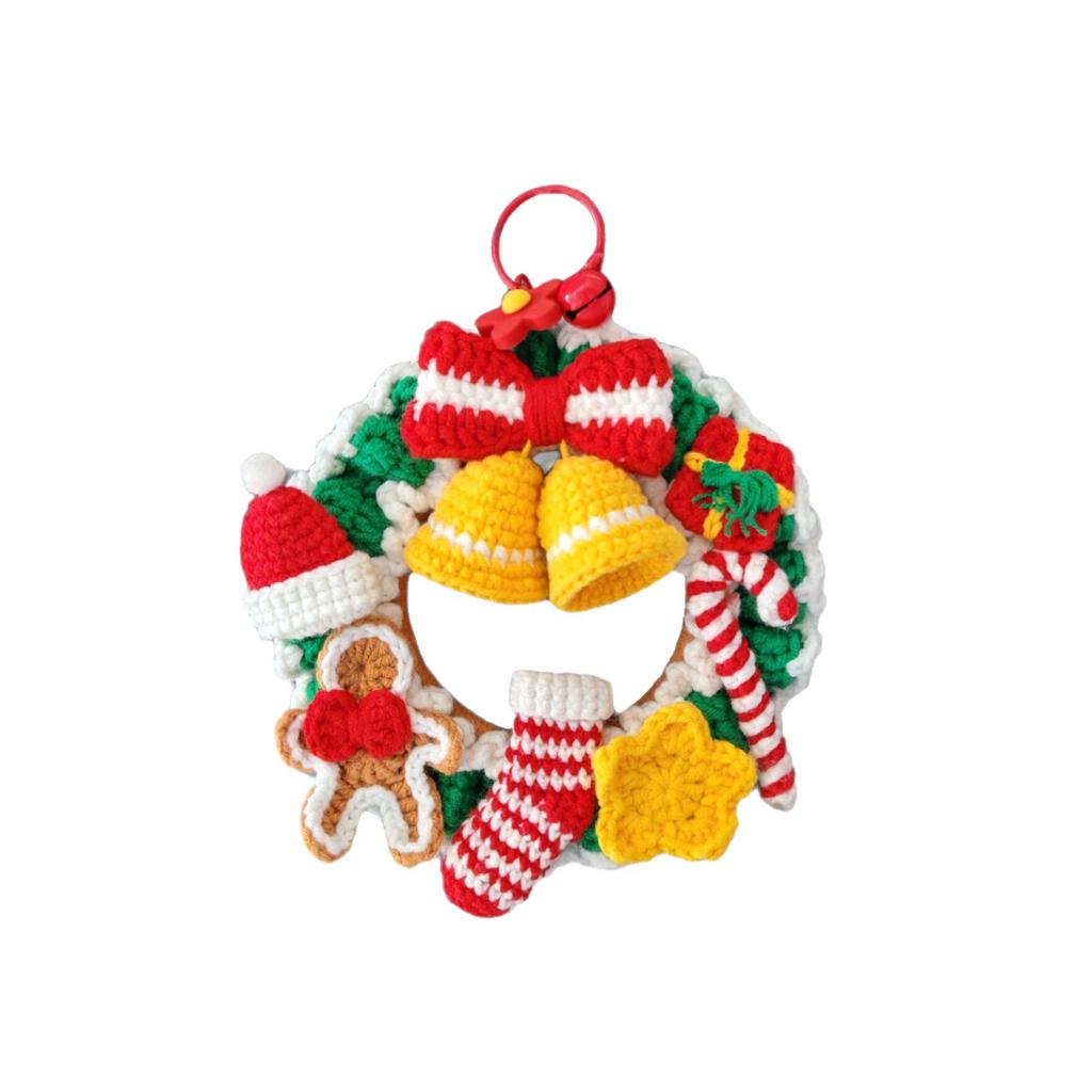 Christmas Cute Pendant Yarn Handmade Hook Weaving Christmas Wreath Finished Decorative Door