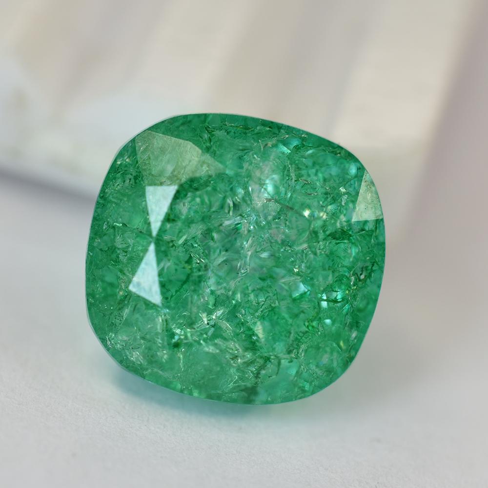 Natural Green Emerald 13.05ct Square Cushion Certified Loose Gemstone